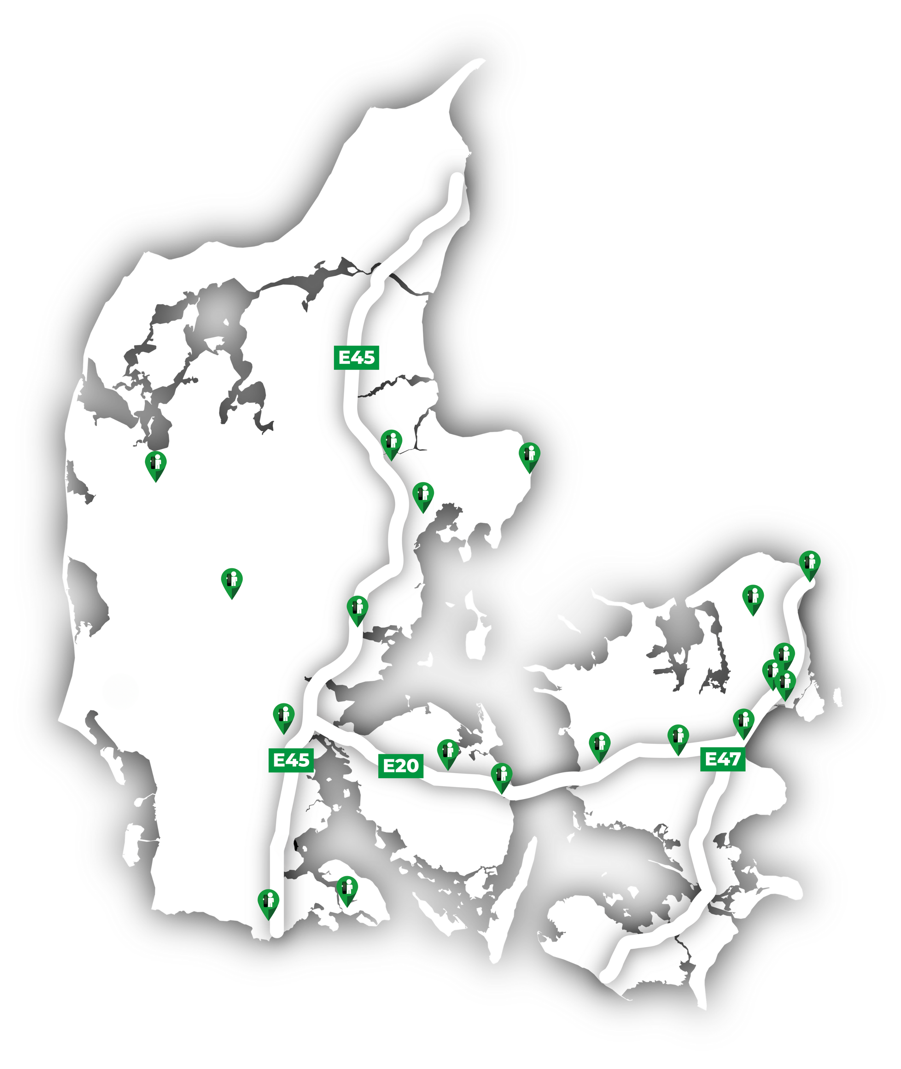 Kort over Dækpartnercentre